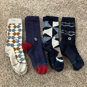 Stance Socks Men's Bundle Geometric and Solid Socks - Blue, Navy, Cream, Red
